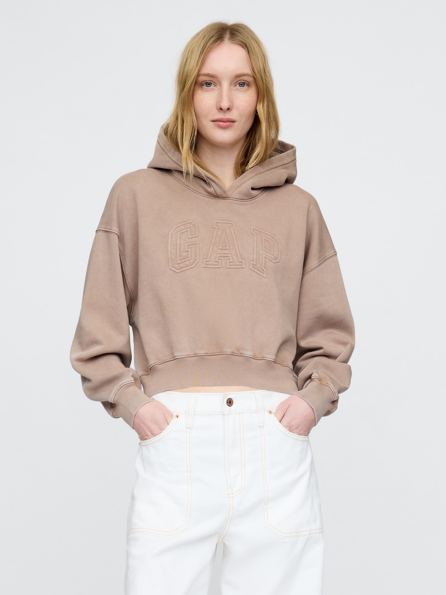 VintageSoft Cropped Logo Hoodie