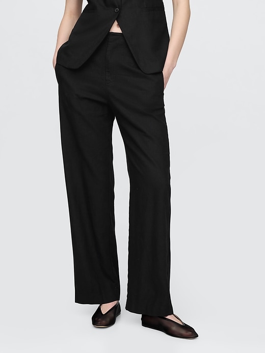 Image number 2 showing, Linen-Blend Relaxed Straight Ankle Pants