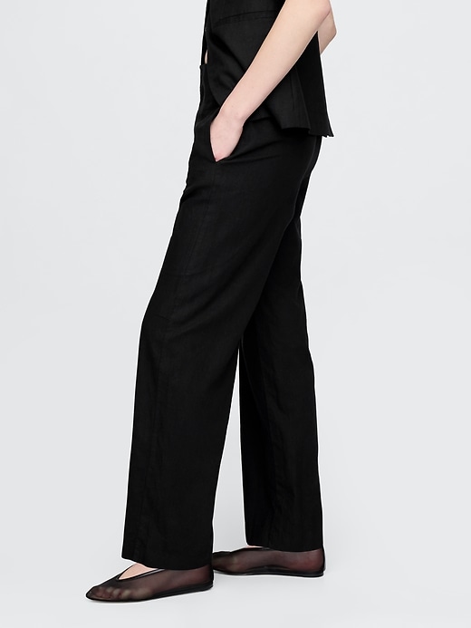 Image number 3 showing, Linen-Blend Relaxed Straight Ankle Pants