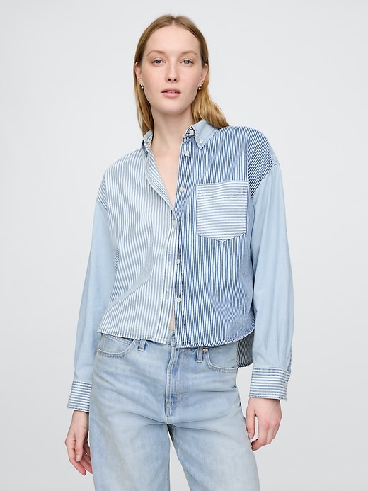 Image number 1 showing, Denim Cropped Swing Shirt