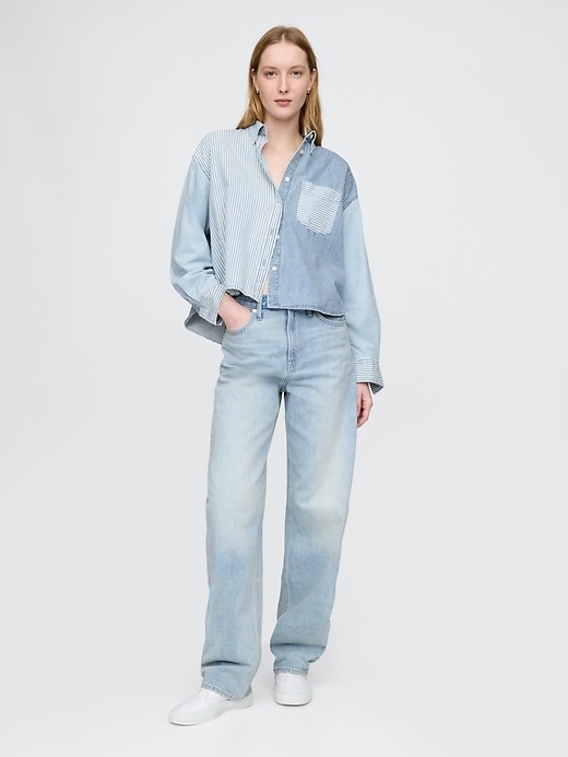 Image number 3 showing, Denim Cropped Swing Shirt