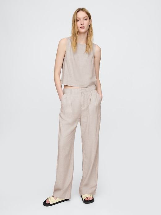 Image number 1 showing, 365 High Rise Linen-Blend Trousers