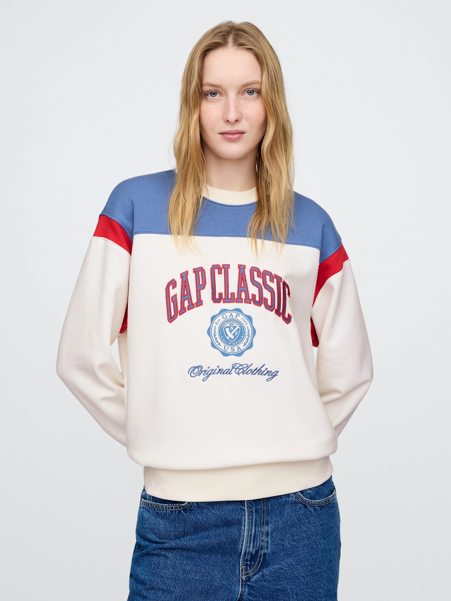 VintageSoft Gap Logo Tunic Sweatshirt - White