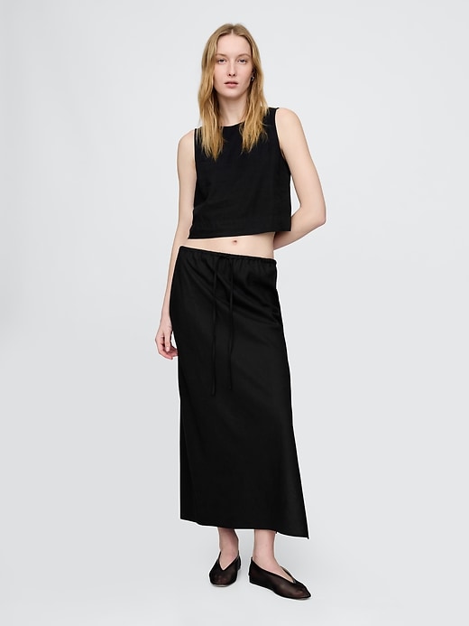 Image number 1 showing, Linen-Blend Midi Skirt