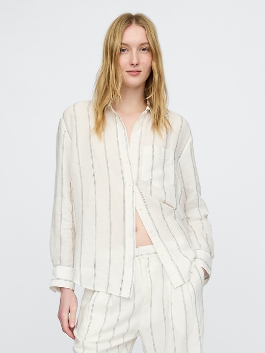 Image number 1 showing, 100% Linen Oversized Shirt