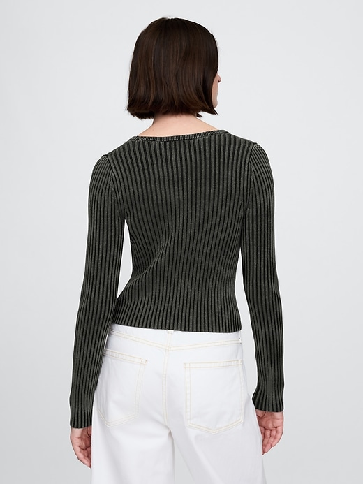 Image number 3 showing, 100% Cotton Cropped Plaited Rib Cardigan