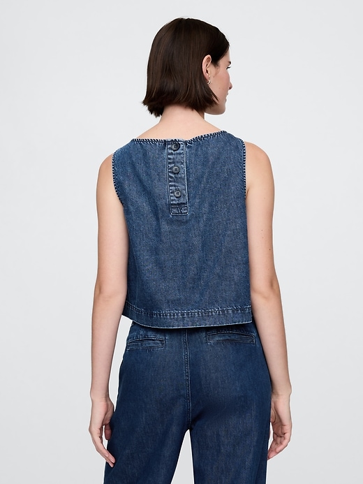 Image number 2 showing, UltraSoft Denim Cropped Shell Tank