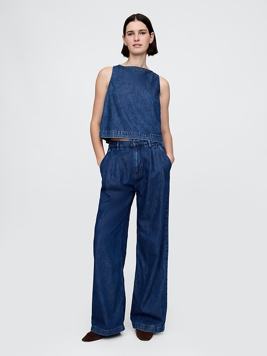 Image number 1 showing, 365 High Rise UltraSoft Denim Pleated Trousers