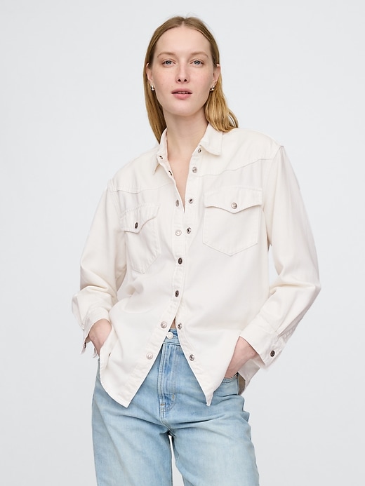 Image number 1 showing, UltraSoft Denim Western Shirt Jacket