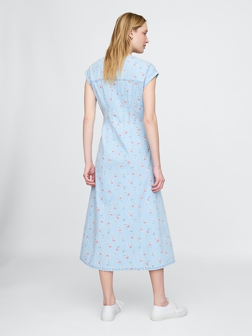 Image number 2 showing, Pleated Denim Maxi Dress