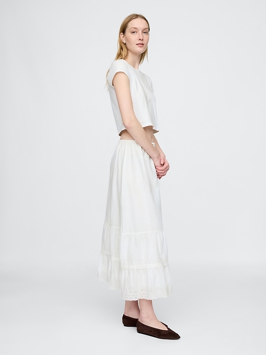 Image number 3 showing, Easy Tiered Eyelet Maxi Skirt