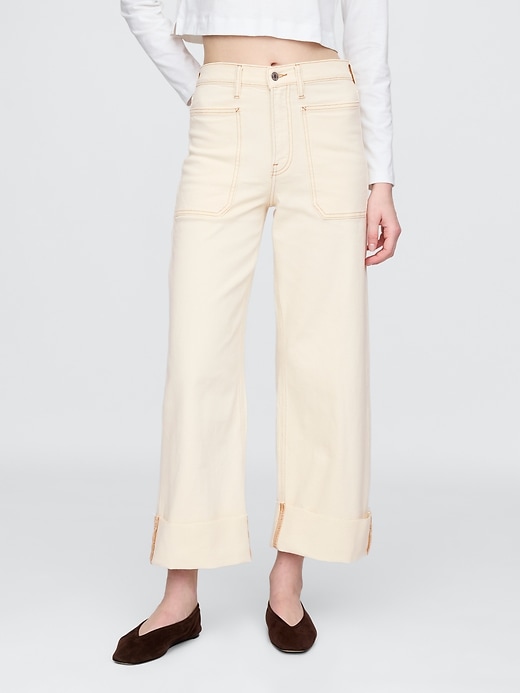 Image number 2 showing, High Rise Stride Wide-Leg Ankle Jeans