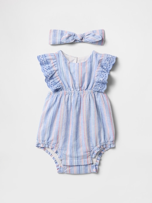 Image number 1 showing, Baby Linen-Cotton Bubble Shorty Set