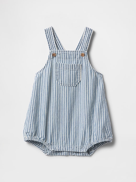 Image number 1 showing, Baby Denim Stripe Bubble Overalls