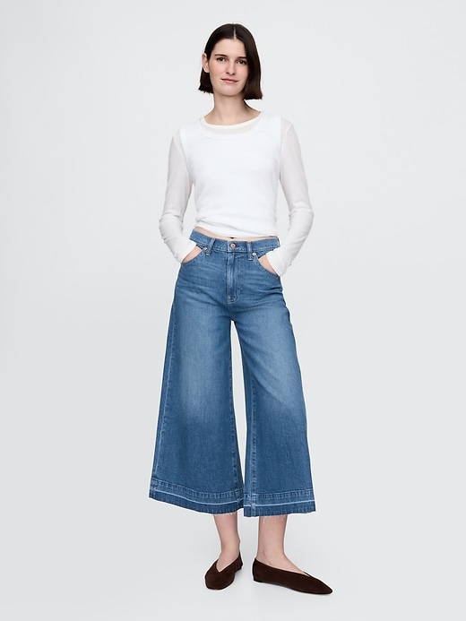 Image number 1 showing, High Rise Denim Culotte Jeans