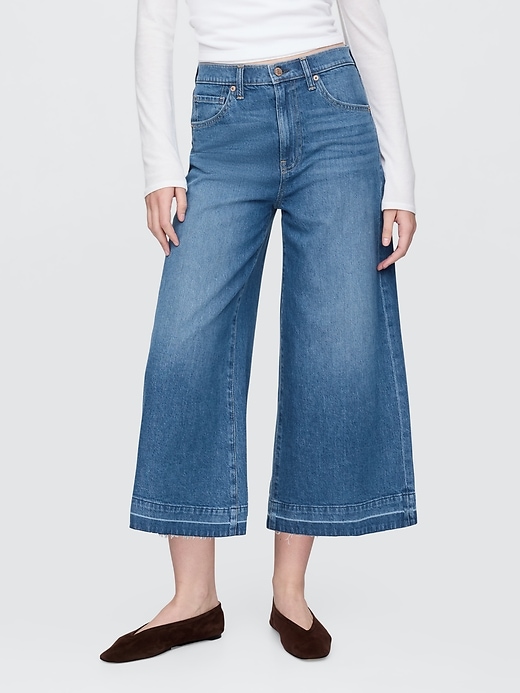 Image number 2 showing, High Rise Denim Culotte Jeans