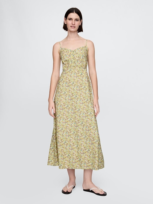 Image number 1 showing, Linen-Blend Maxi Slip Dress