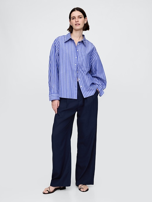 Image number 1 showing, 365 High Rise Linen-Blend Trousers