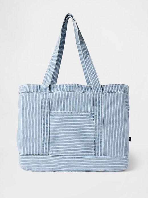 Image number 1 showing, Denim Stripe Tote Bag