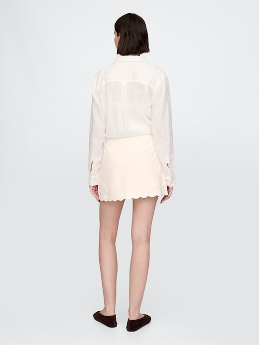 Image number 2 showing, Linen-Blend Scalloped Mini Skirt