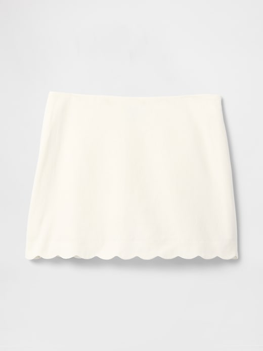 Image number 5 showing, Linen-Blend Scalloped Mini Skirt