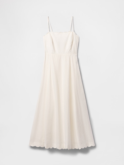 Image number 7 showing, Linen-Blend Scalloped Midi Dress