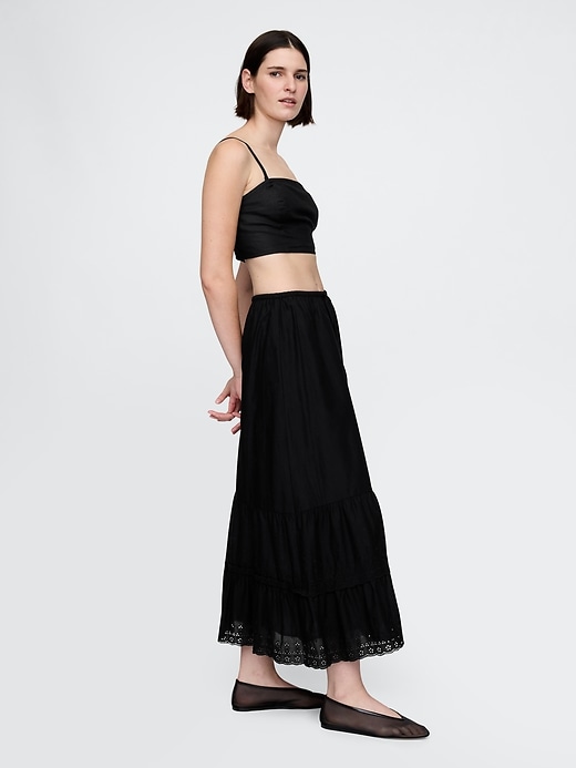 Image number 3 showing, Easy Tiered Eyelet Maxi Skirt