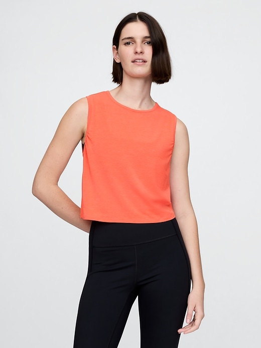 Image number 1 showing, GapFit Breathe Cropped Muscle Tank Top