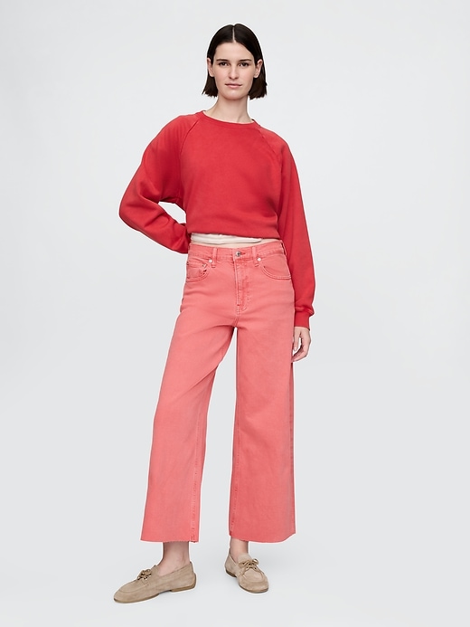 Image number 1 showing, High Rise Stride Wide-Leg Ankle Jeans