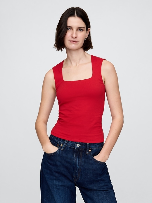 Image number 1 showing, CloseKnit Jersey Square-Neck Top