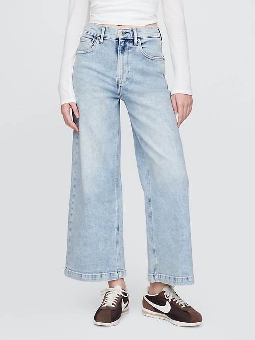 Image number 2 showing, High Rise Stride Wide-Leg Ankle Jeans