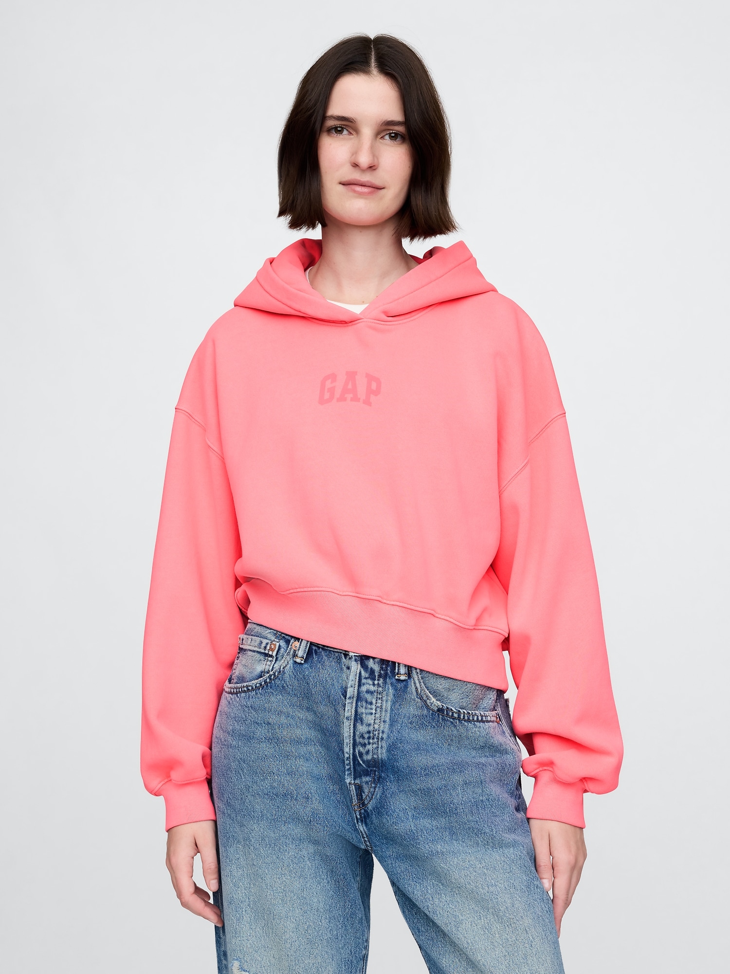 VintageSoft Arch Logo Cropped Hoodie