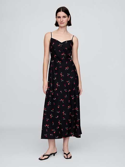 Image number 1 showing, Linen-Blend Maxi Slip Dress