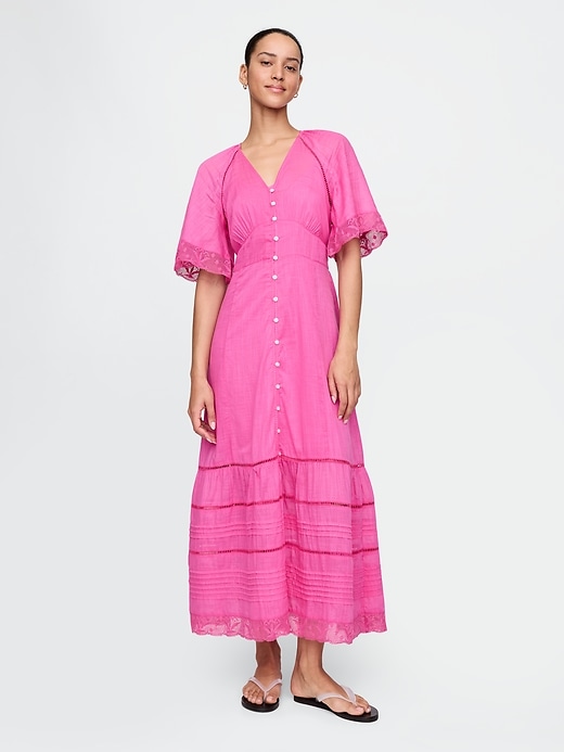 Image number 1 showing, Lace-Trim Midi Dress