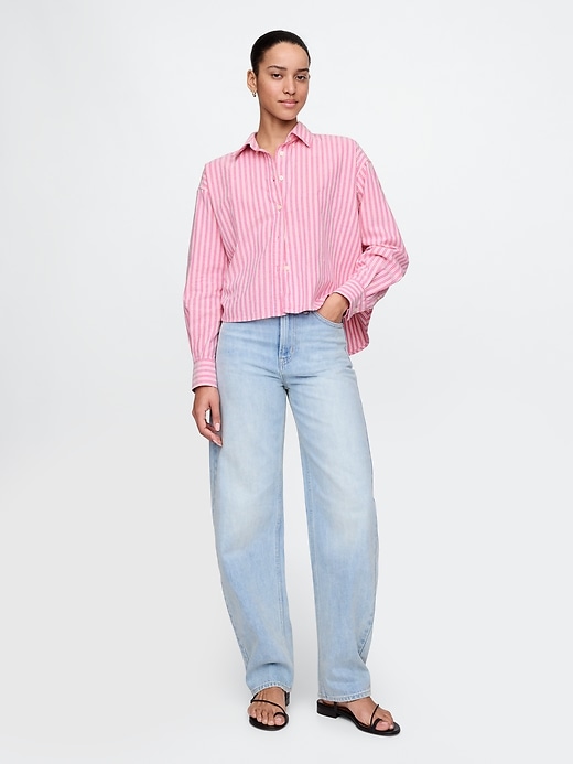 Image number 3 showing, Organic Cotton Oxford Cropped Big Shirt