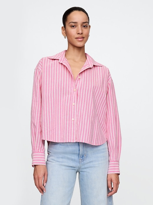 Image number 1 showing, Organic Cotton Oxford Cropped Big Shirt