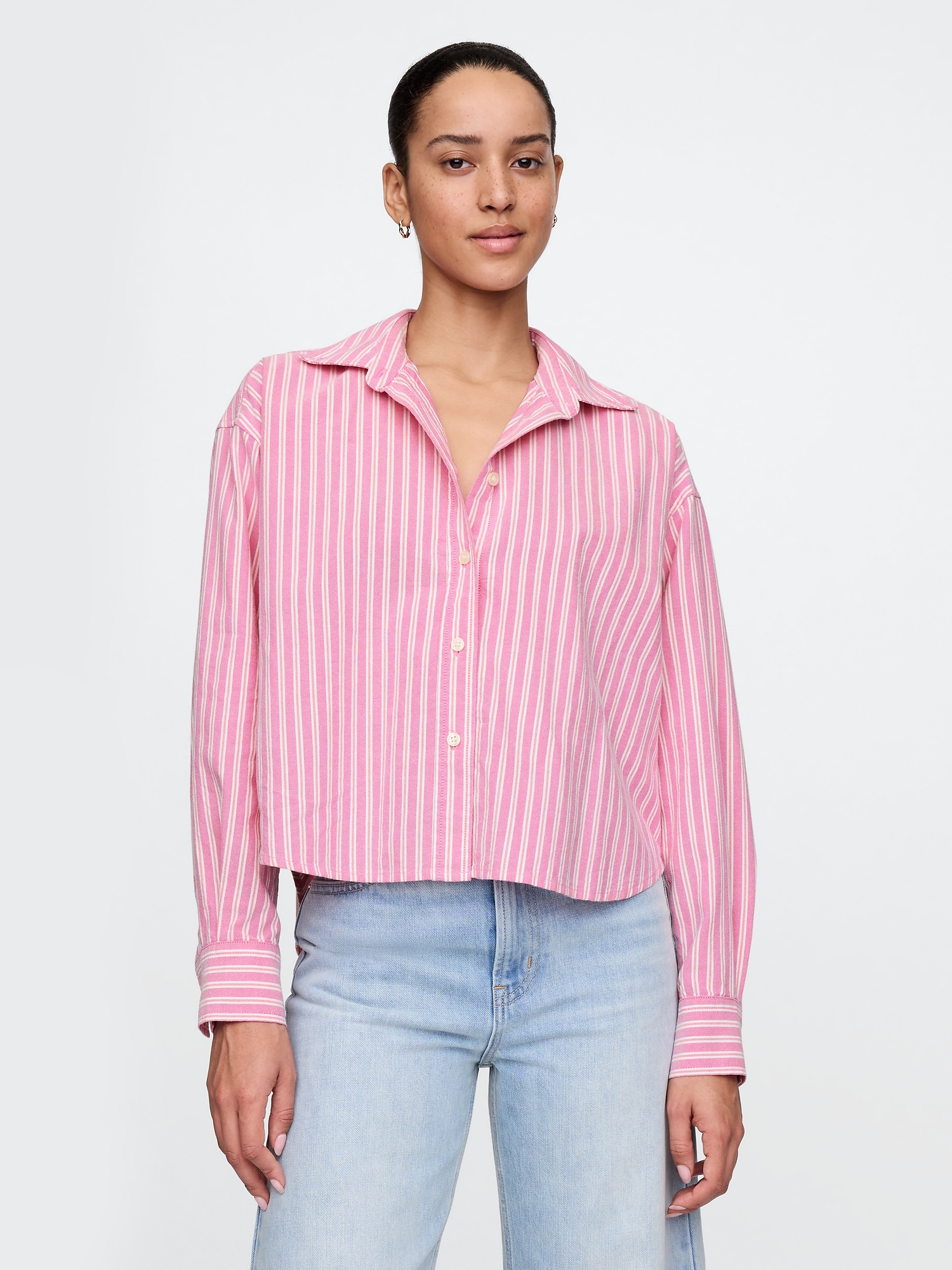 Organic Cotton Oxford Cropped Big Shirt