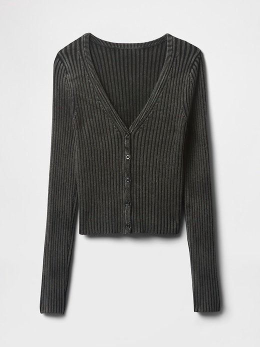 Image number 5 showing, 100% Cotton Cropped Plaited Rib Cardigan