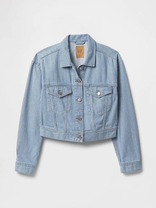 Image number 5 showing, UltraSoft Denim Stripe Cropped Icon Jacket