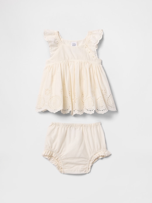 Image number 1 showing, Baby Eyelet Cotton Outfit Set