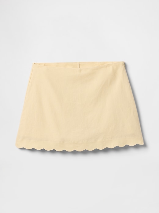 Image number 5 showing, Linen-Blend Scalloped Mini Skirt