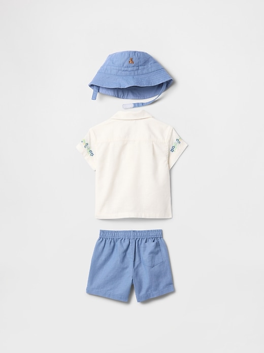 Image number 2 showing, Baby Linen-Cotton Embroidered Outfit Set