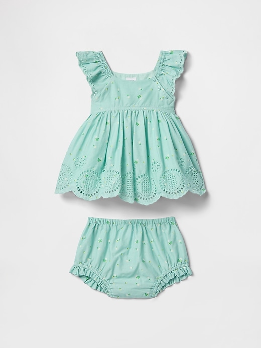 Image number 1 showing, Baby Eyelet Cotton Outfit Set