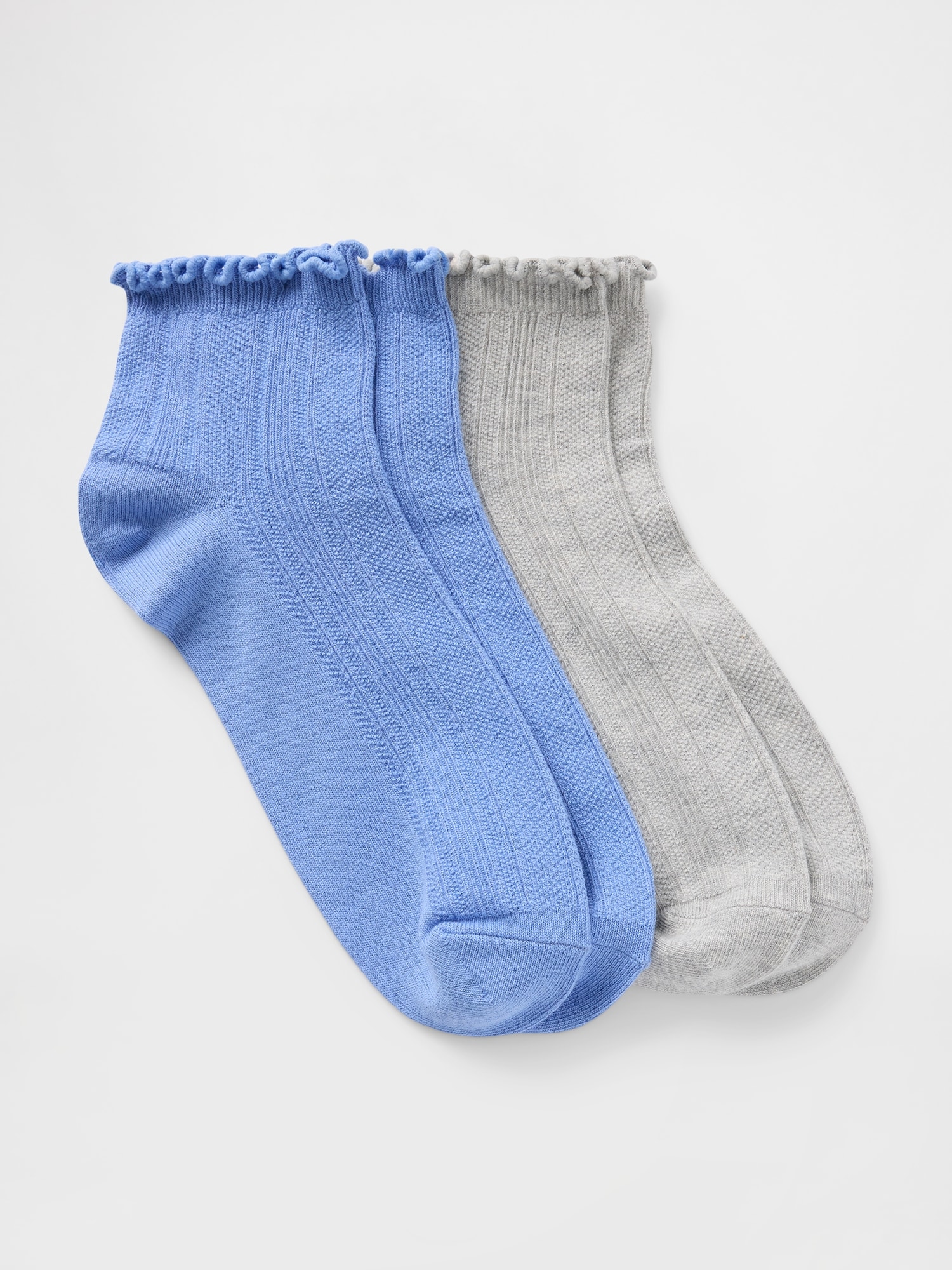 Ruffle-Trim Ankle Socks (2-Pack) - Blue