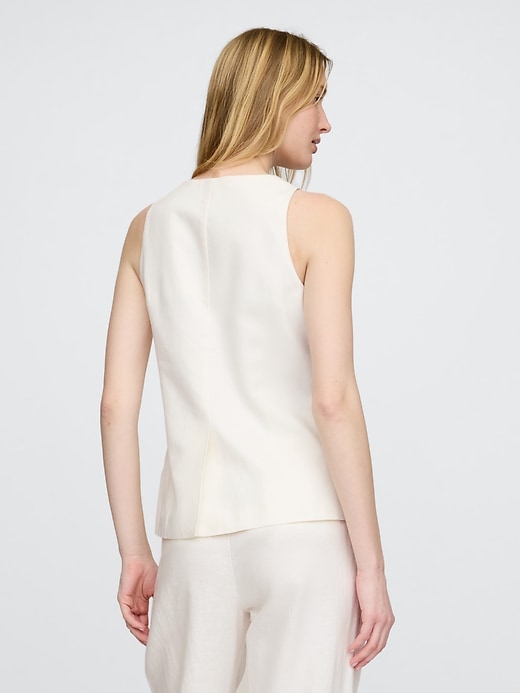 Image number 2 showing, Linen-Blend Square-Neck Longline Vest