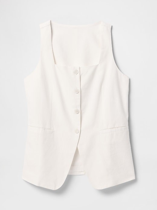 Image number 4 showing, Linen-Blend Square-Neck Longline Vest