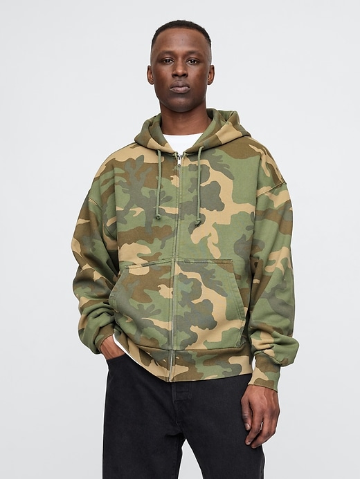 Image number 1 showing, Extra Heavyweight Camo Zip Hoodie