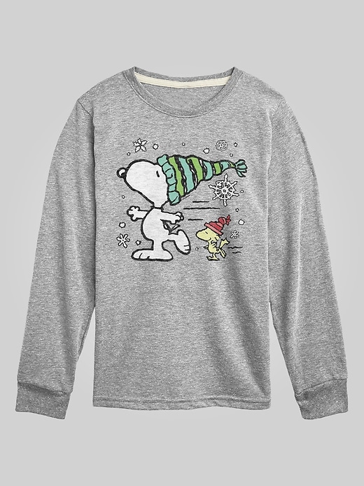 Image number 1 showing, Kids Peanuts Snoopy Woodstock Iceskate Long Sleeve Graphic Tee