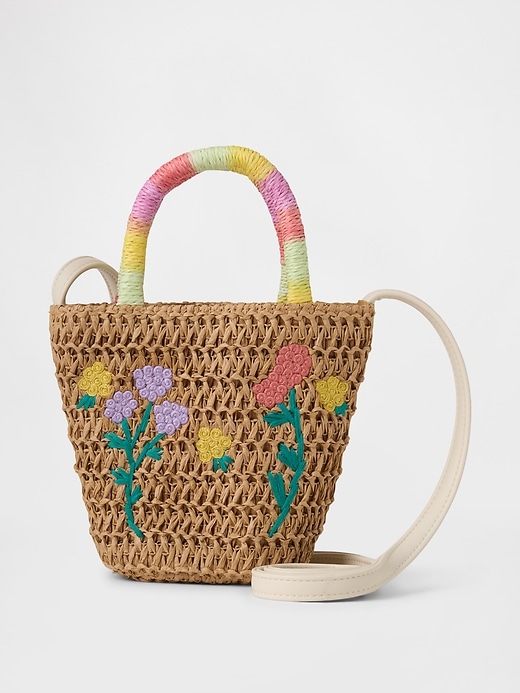 Image number 1 showing, Kids Straw Tote Bag