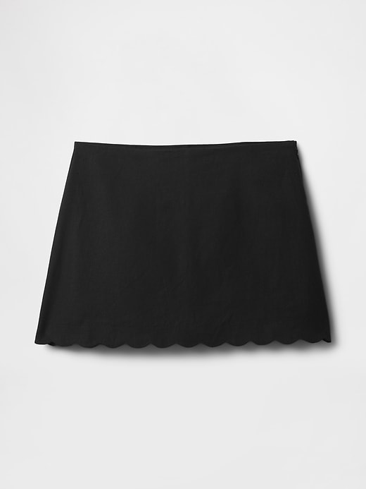 Image number 5 showing, Linen-Blend Scalloped Mini Skirt